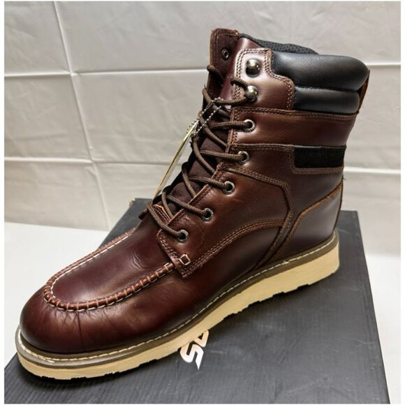 SUREWAY Heavy Duty Soft Toe Full Grain Leather Work Boots Red Wine Size 12 NEW main image 5